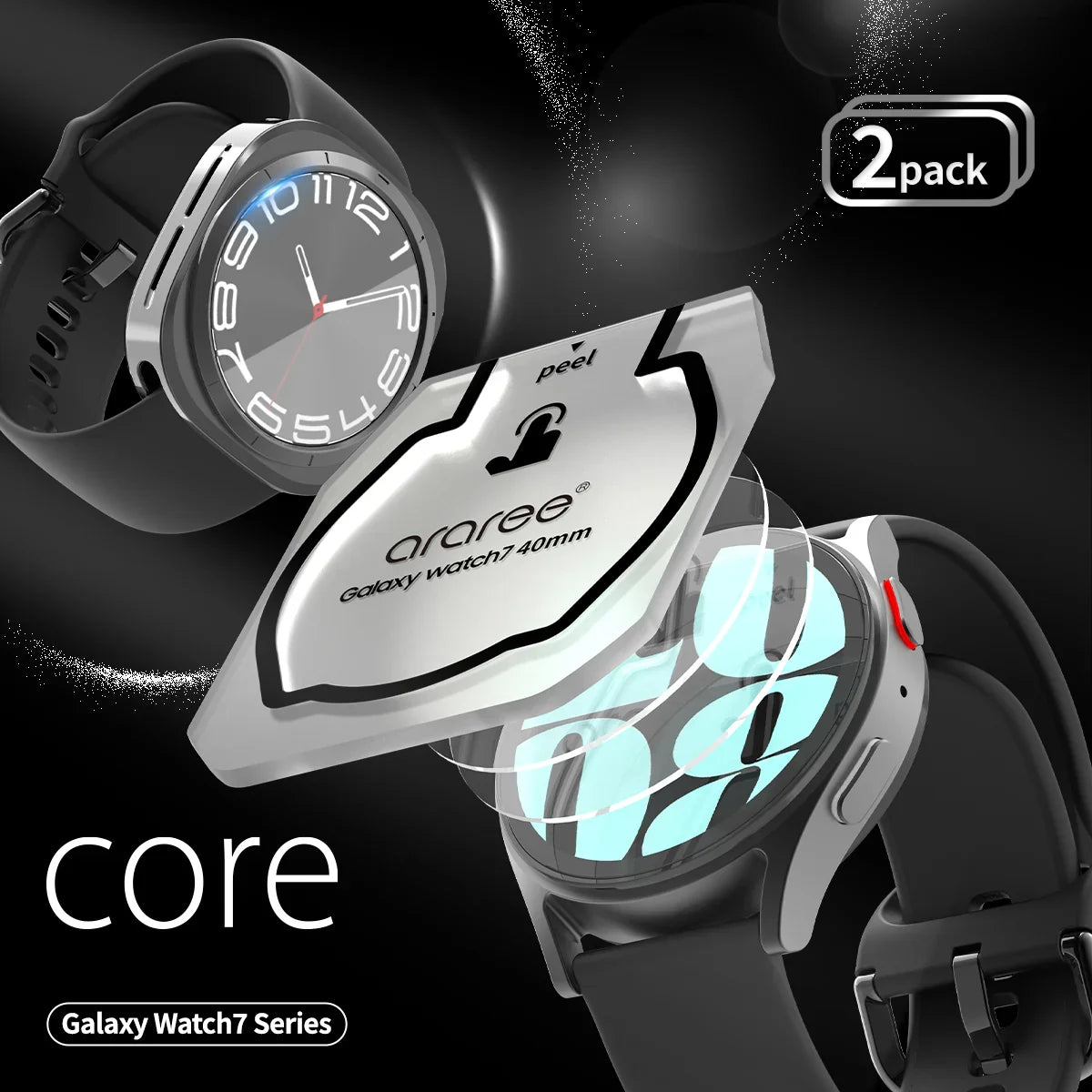 Araree Core Glass Galaxy Watch 7 Ultra Screen Protector (2 Pcs) - Clear - Tashqila Araree Core Glass Galaxy Watch 7 Ultra Screen Protector (2 Pcs) - Clear - Tashqila